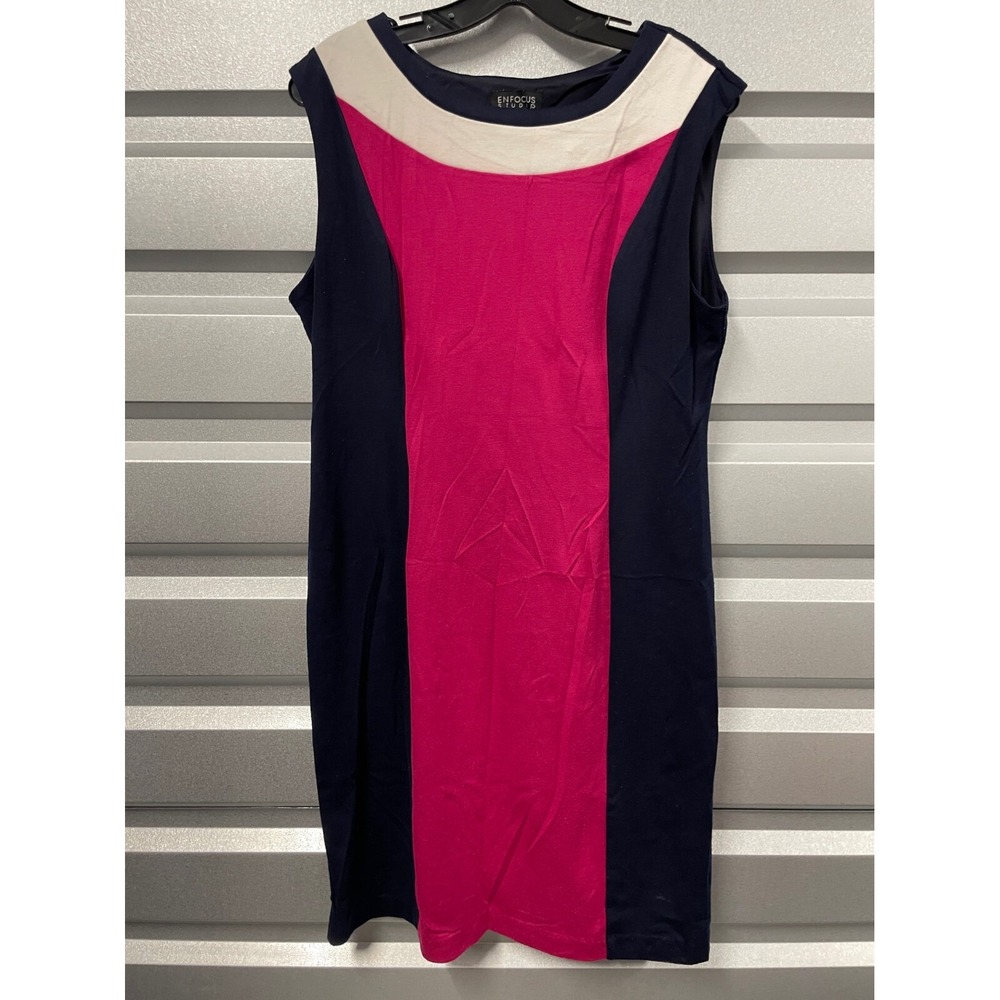 En Focus Studio Colorblock Shift Dress Womens‎ 14 Sleeveless Pink Work Office